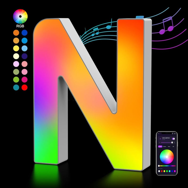 OJQ Light Up Letters LED Letter - Marquee Letters Room Decor Alphabet Letter Music Sync Color Change Colorful - Christmas Birthday Gifts for Girl - Teen Girls Gifts Party Home Wall Decor - Image 1